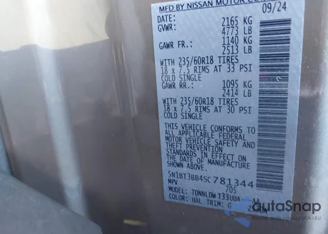 2025 Nissan Rogue Sv Intelligent Awd из США, поврежденный, VIN 5N1BT3BB4SC781344